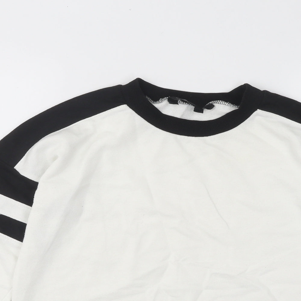 New Look Womens White Cotton Pullover Sweatshirt Size 6 Pullover