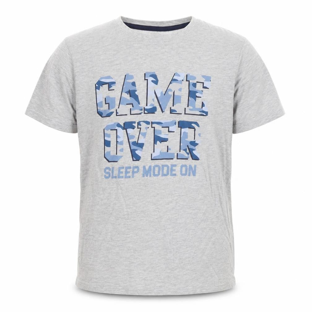 Jeff&Co Boys Grey Cotton Basic T-Shirt Size 11-12 Years Round Neck Pullover - Game Over