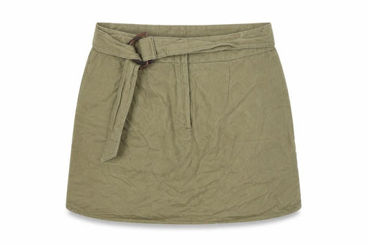 Primark Womens Green Cotton A-Line Skirt Size 8 Buckle