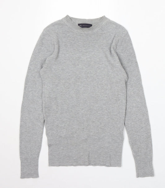 Marks and Spencer Womens Grey Round Neck Acrylic Pullover Jumper Size 8