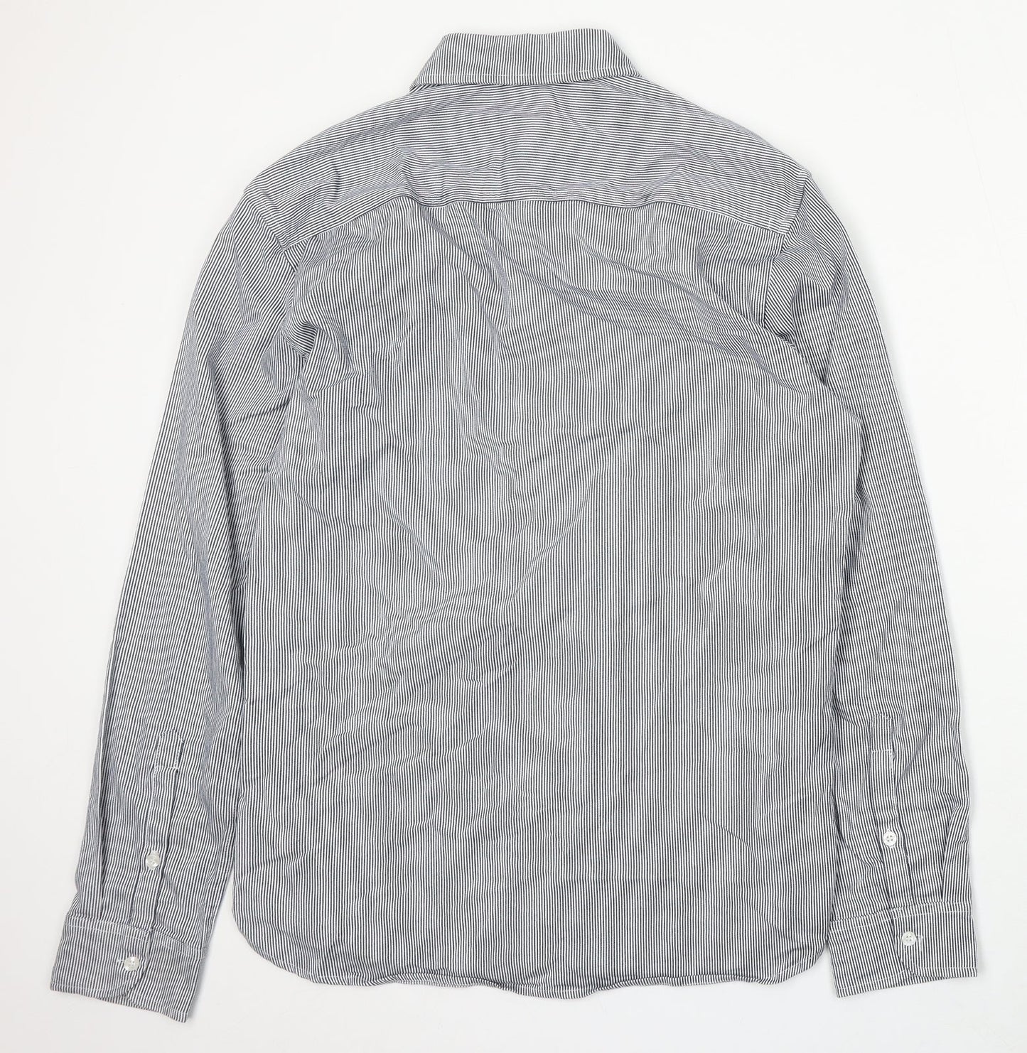 Blakely Womens Blue Striped Cotton Basic Button-Up Size L Collared