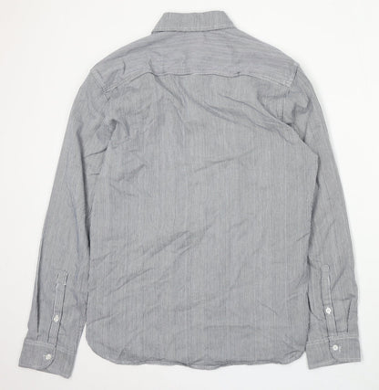 Blakely Womens Blue Striped Cotton Basic Button-Up Size L Collared