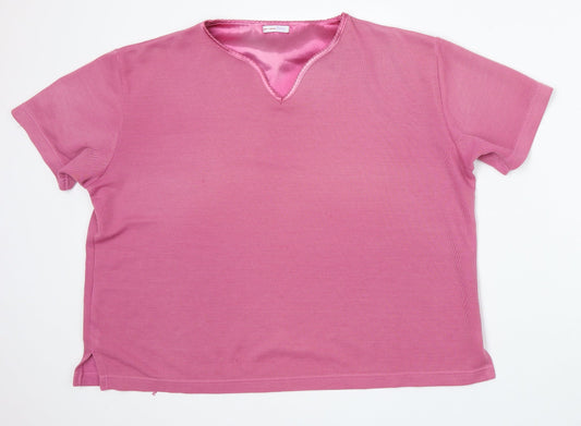 Papaya Womens Pink V-Neck Acrylic Pullover Jumper Size 16