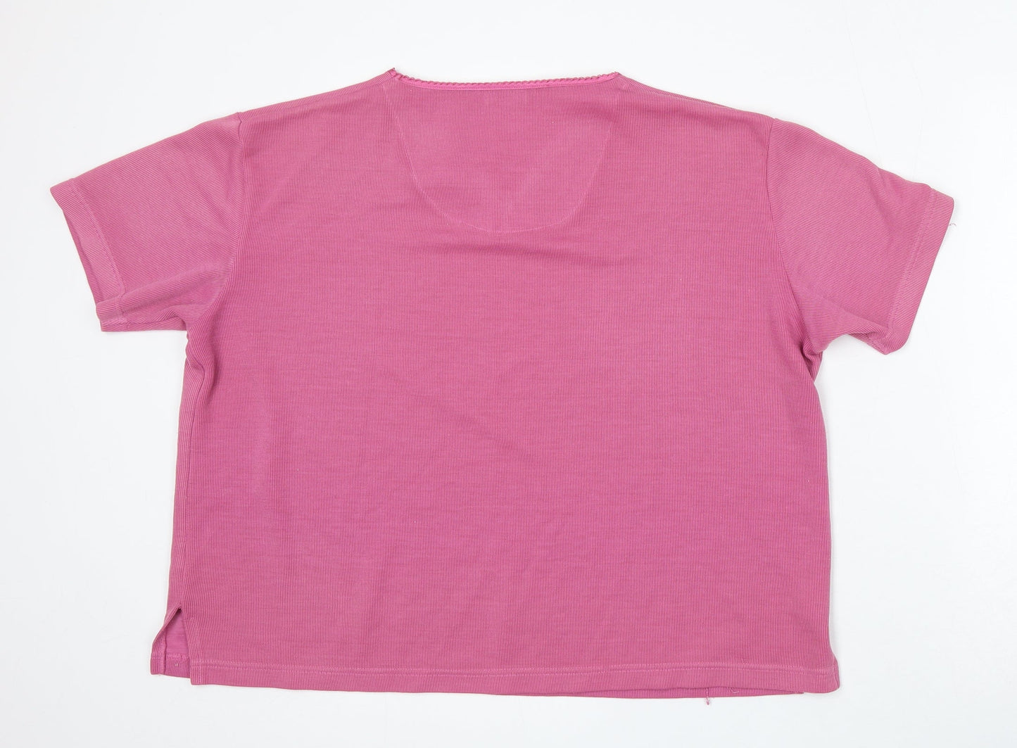 Papaya Womens Pink V-Neck Acrylic Pullover Jumper Size 16