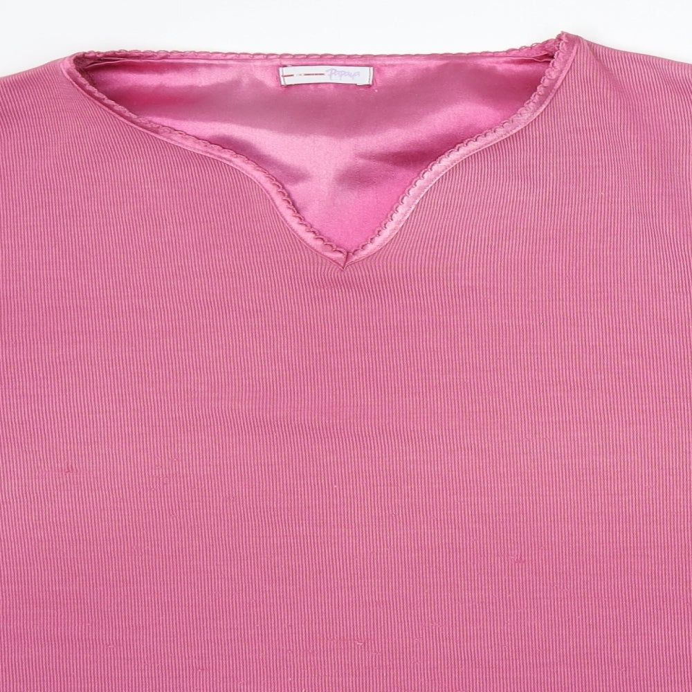 Papaya Womens Pink V-Neck Acrylic Pullover Jumper Size 16