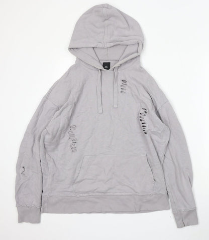 River Island Mens Grey Cotton Pullover Hoodie Size XS