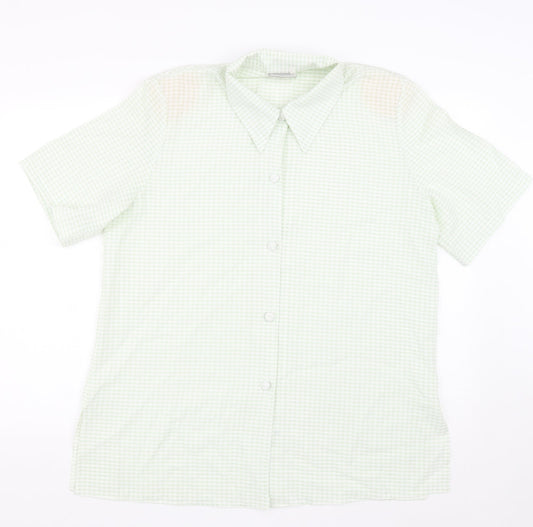 Gypsy Rose Womens Green Polyester Basic Button-Up Size L Collared - Gingham pattern