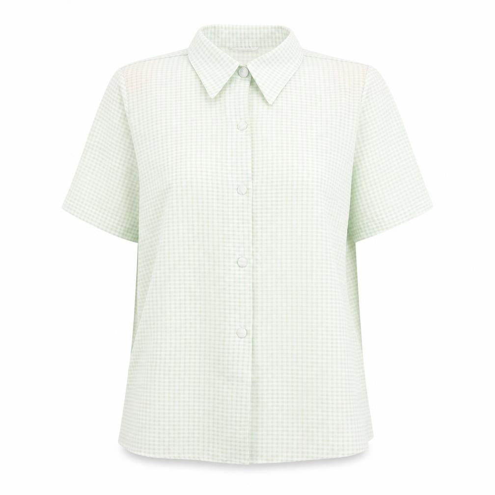 Gypsy Rose Womens Green Polyester Basic Button-Up Size L Collared - Gingham pattern