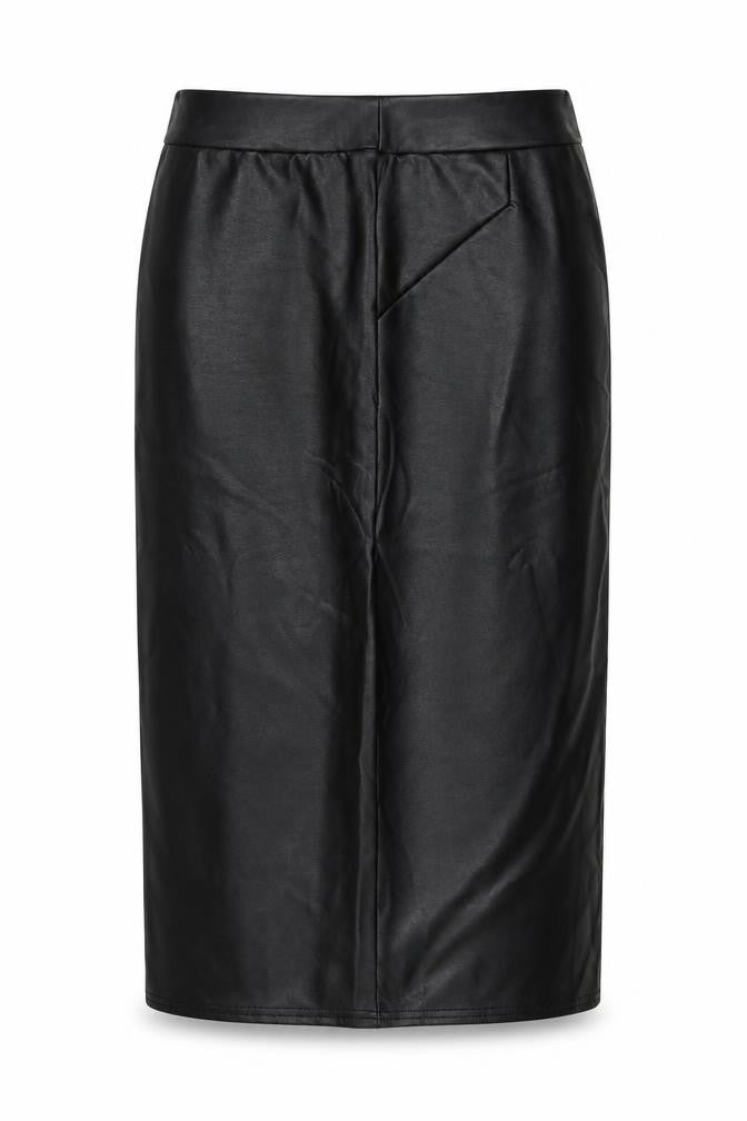Vestidos Womens Brown Polyester Straight & Pencil Skirt Size XL - XXL, Fake Leather