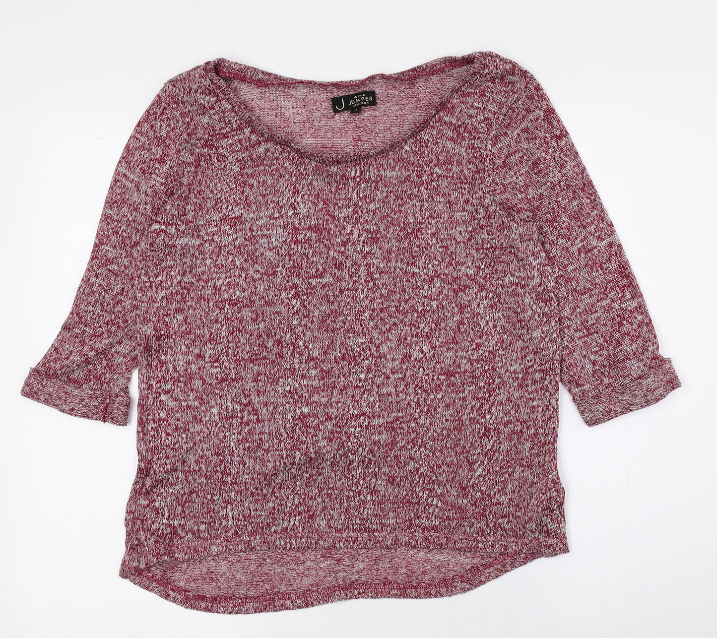 New Look Womens Red Boat Neck Geometric Polyester Pullover Jumper Size 14