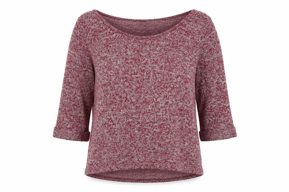New Look Womens Red Boat Neck Geometric Polyester Pullover Jumper Size 14
