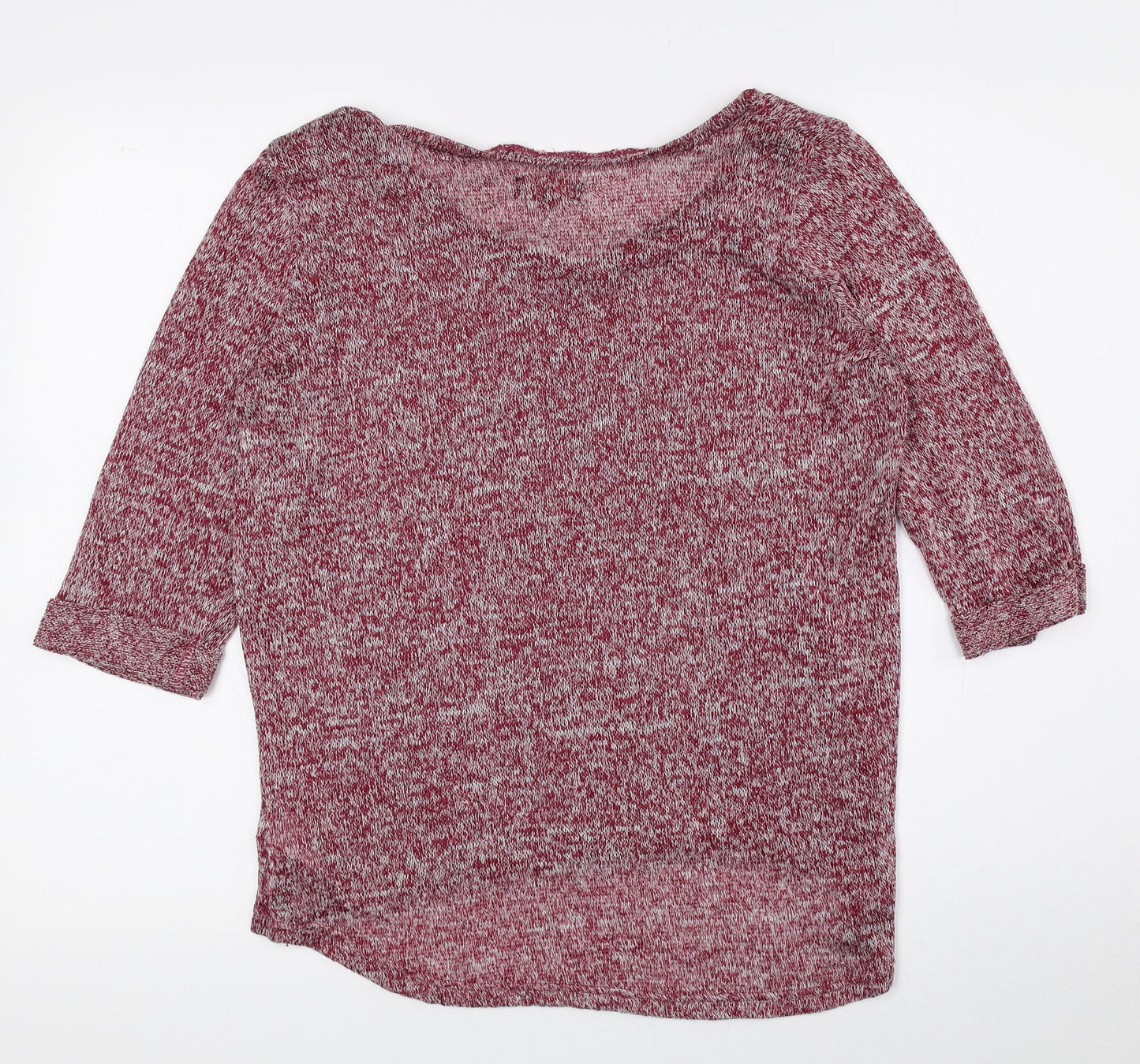 New Look Womens Red Boat Neck Geometric Polyester Pullover Jumper Size 14