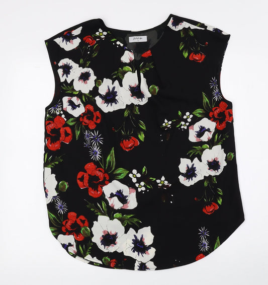 Soon Womens Multicoloured Floral Polyester Basic Blouse Size 14 V-Neck