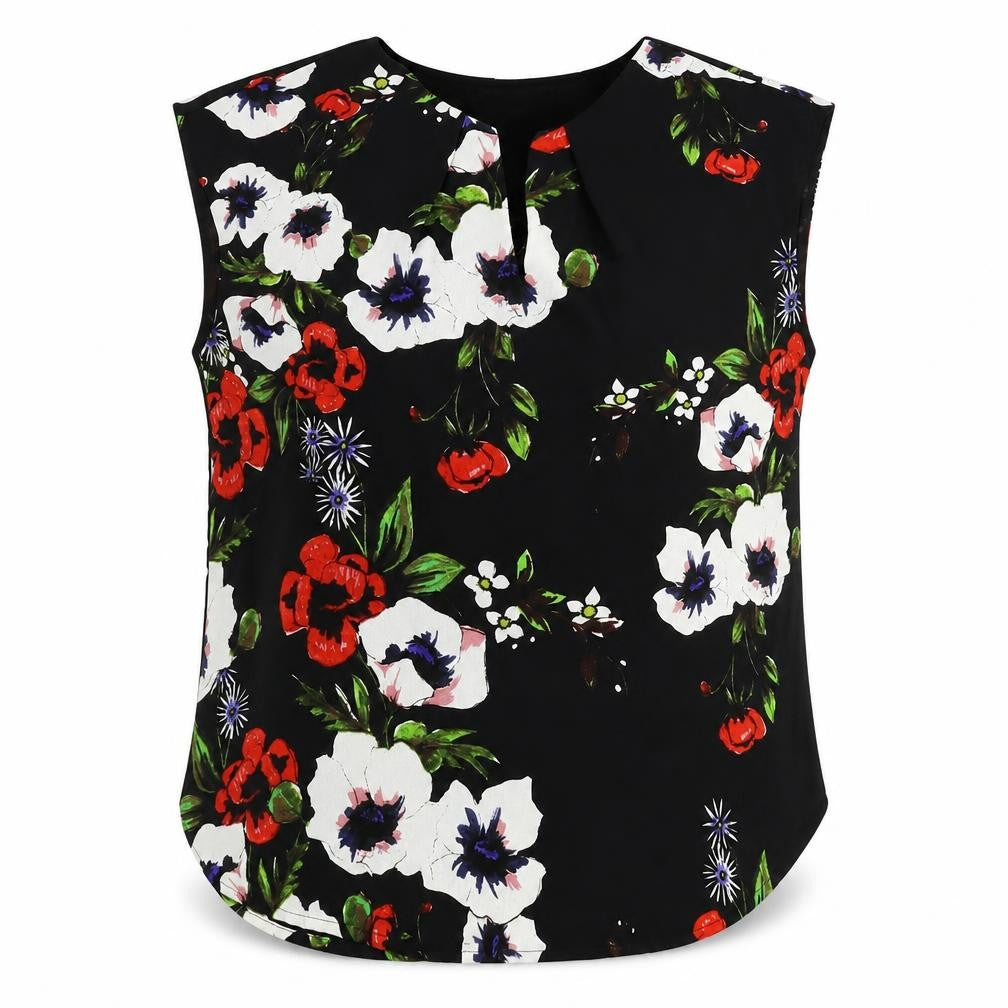 Soon Womens Multicoloured Floral Polyester Basic Blouse Size 14 V-Neck