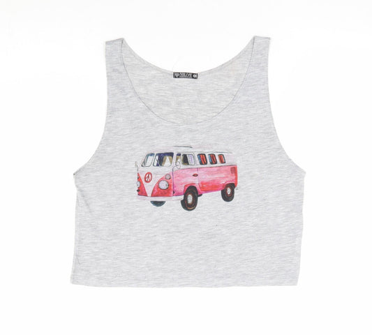 Native Womens Grey Polyester Cropped Tank Size S Scoop Neck - Volkswagen Van