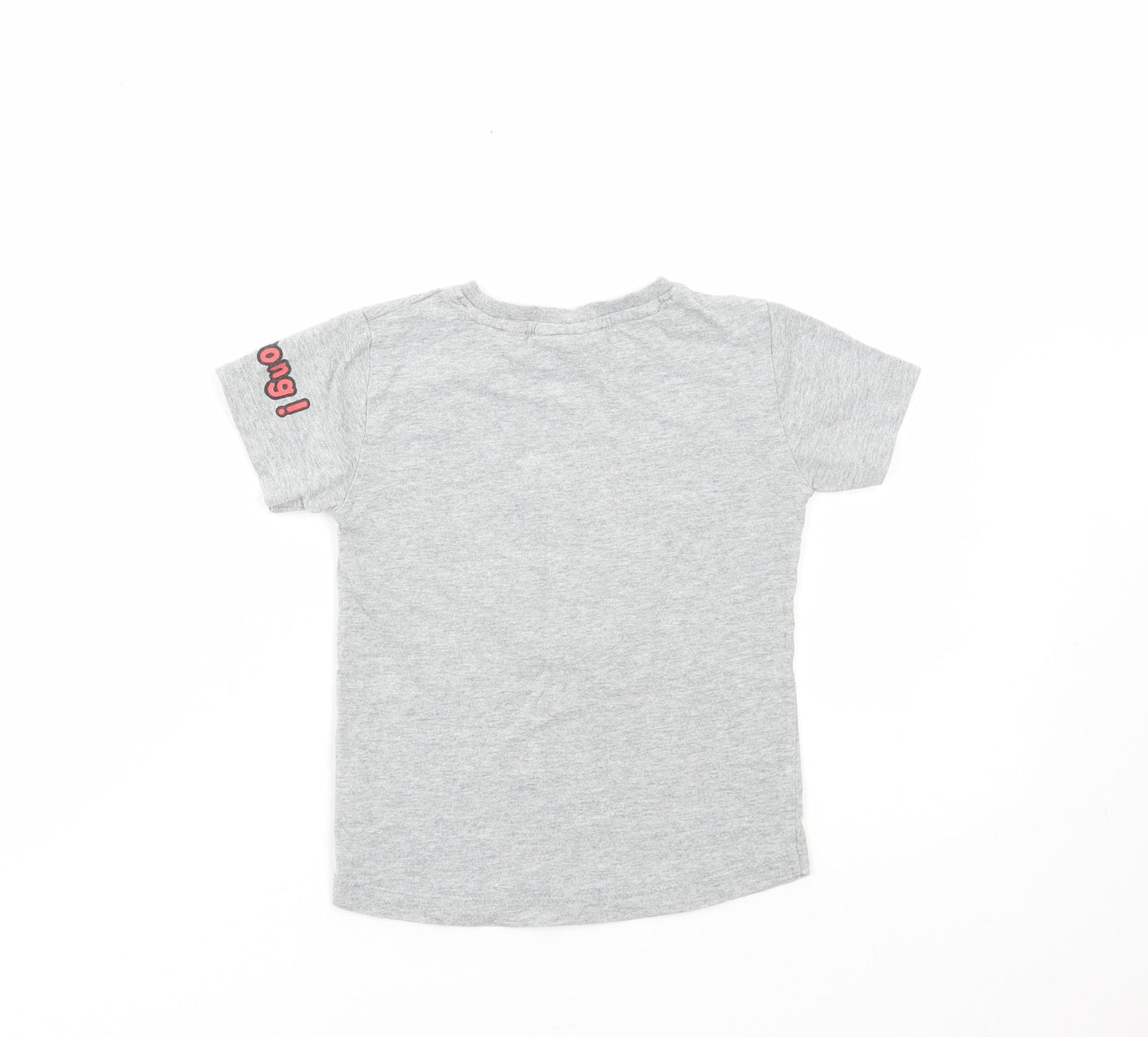 NEXT Boys Grey Cotton Basic T-Shirt Size 2-3 Years Round Neck Pullover - Mr Strong