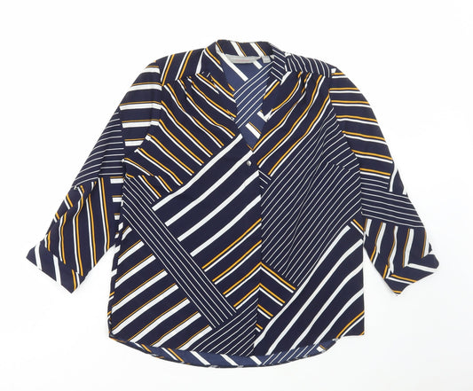 Dorothy Perkins Womens Multicoloured Geometric Polyester Basic Blouse Size 8 V-Neck