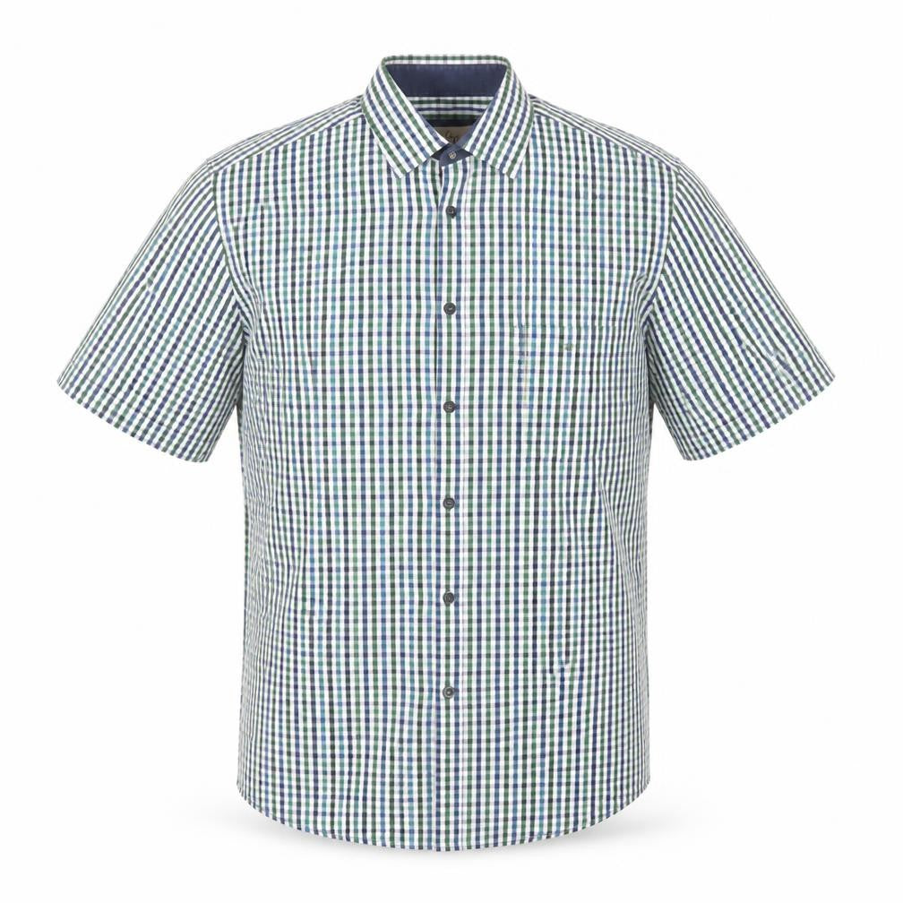 Drifter Mens Green Check Polyester Button-Up Size L Collared Button