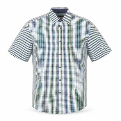 Drifter Mens Green Check Polyester Button-Up Size L Collared Button