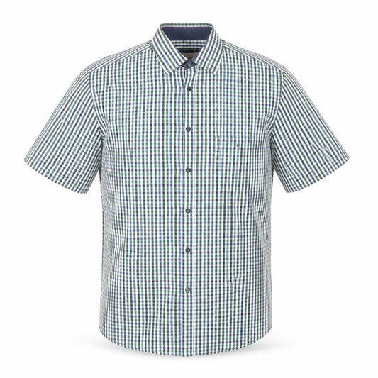Drifter Mens Green Check Polyester Button-Up Size L Collared Button