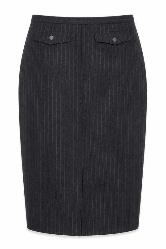 GARDEUR Womens Grey Striped Wool Straight & Pencil Skirt Size 12 Zip
