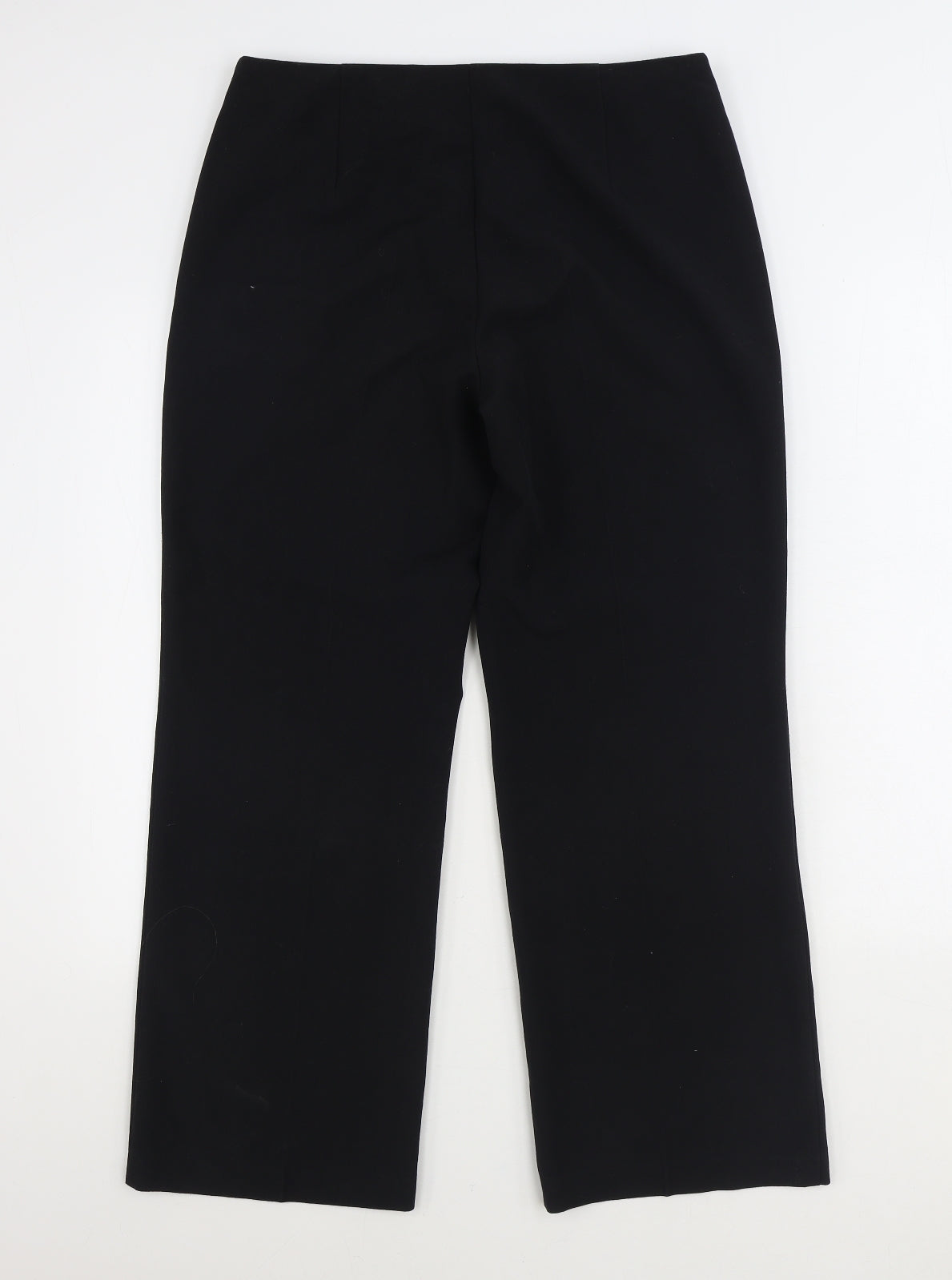 Marks and Spencer Womens Black Polyester Trousers Size 12 L28 in Regular Zip