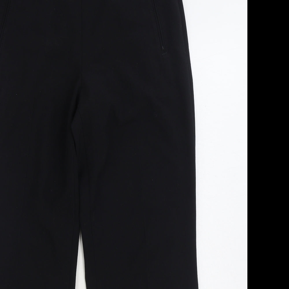 Marks and Spencer Womens Black Polyester Trousers Size 12 L28 in Regular Zip