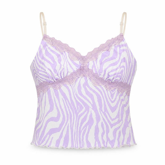 SheIn Womens Purple Animal Print Cotton Camisole Tank Size M V-Neck - Zebra Print