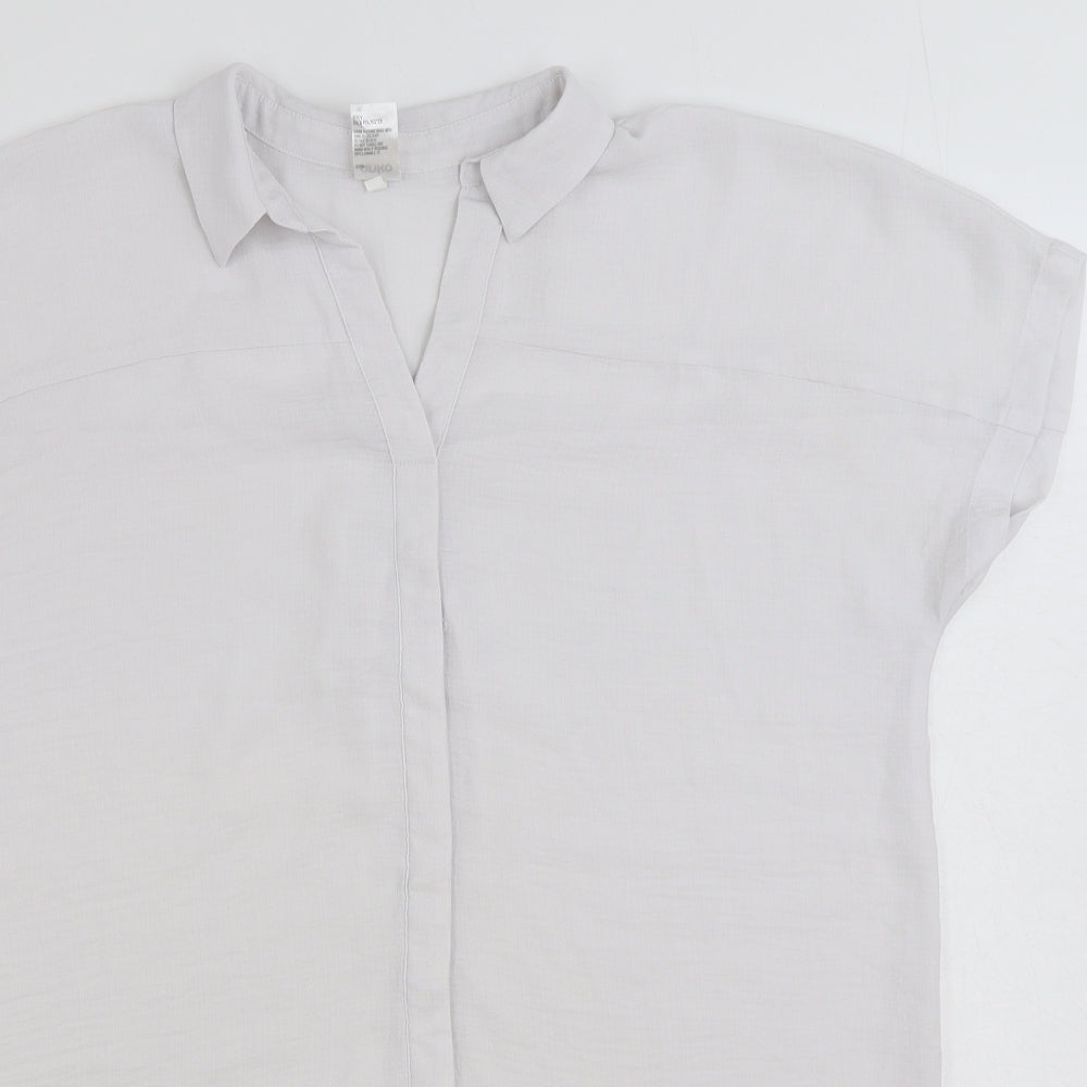 Anko Womens Grey Polyester Basic Blouse Size 12 V-Neck