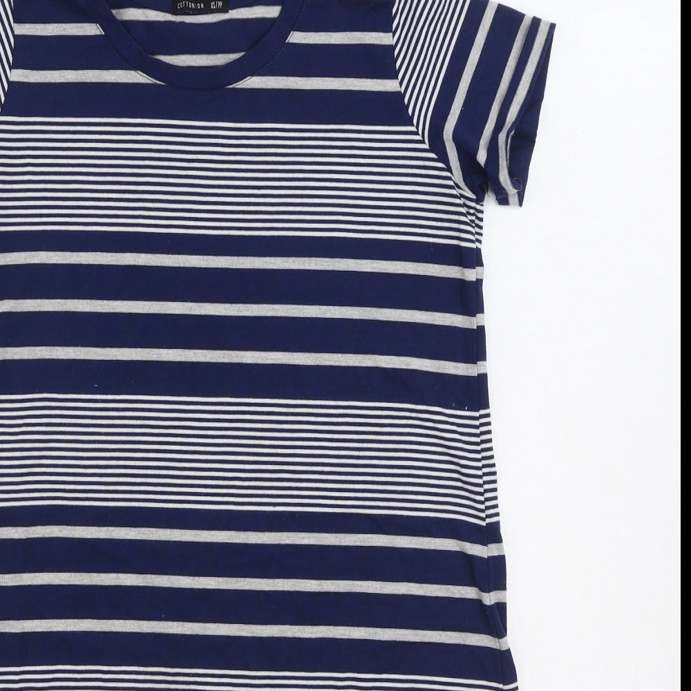 Cotton On Womens Blue Striped Cotton T-Shirt Dress Size XS Round Neck Pullover