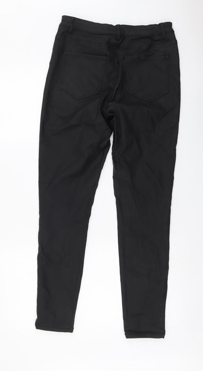 Gallery Womens Black Polyester Trousers Size 14 L28 in Regular Button