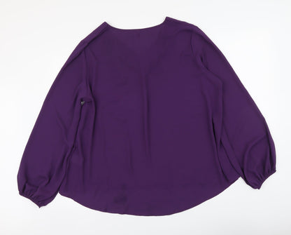 Preloved SheIn Womens Purple Polyester Basic Blouse Size XL V-Neck - Back