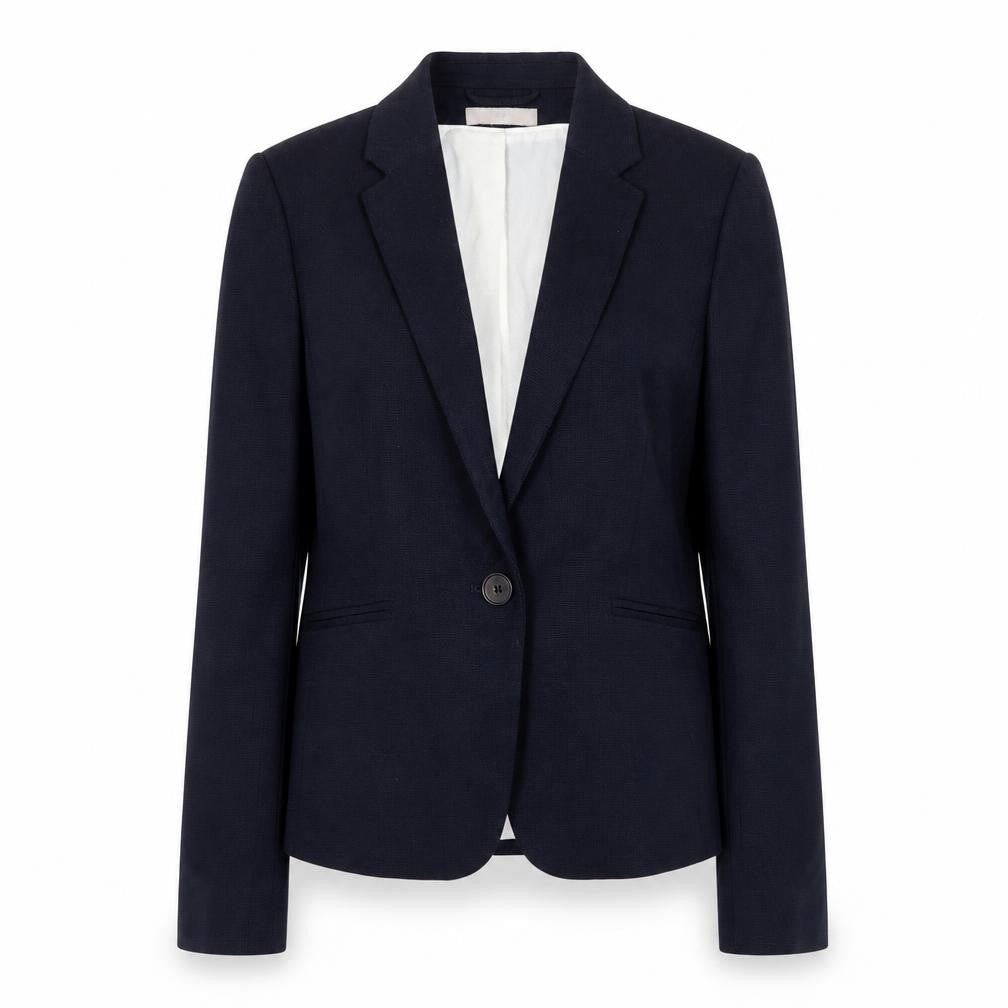 H&M Womens Blue Polyester Jacket Suit Jacket Size 4