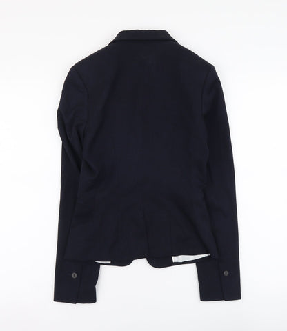 H&M Womens Blue Polyester Jacket Suit Jacket Size 4