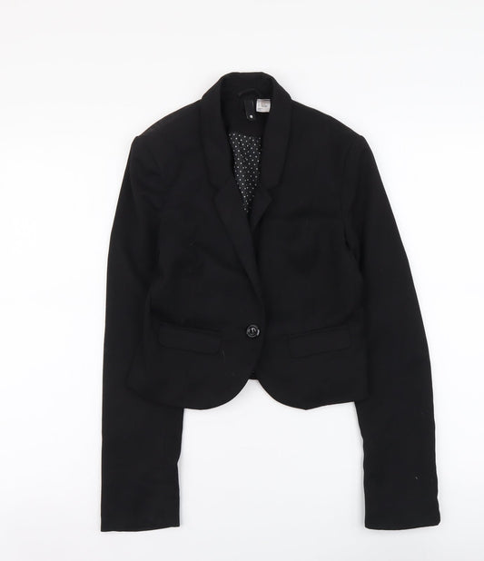 H&M Womens Black Polyester Jacket Suit Size 4