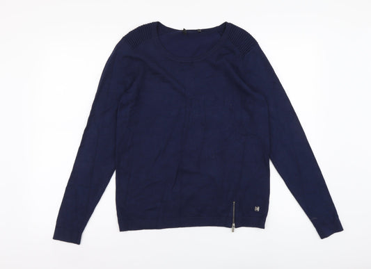 Preworn Womens Blue Round Neck Viscose Pullover Jumper Size 8