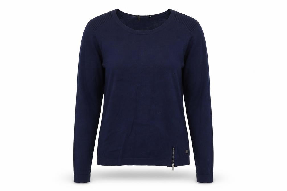 Preworn Womens Blue Round Neck Viscose Pullover Jumper Size 8