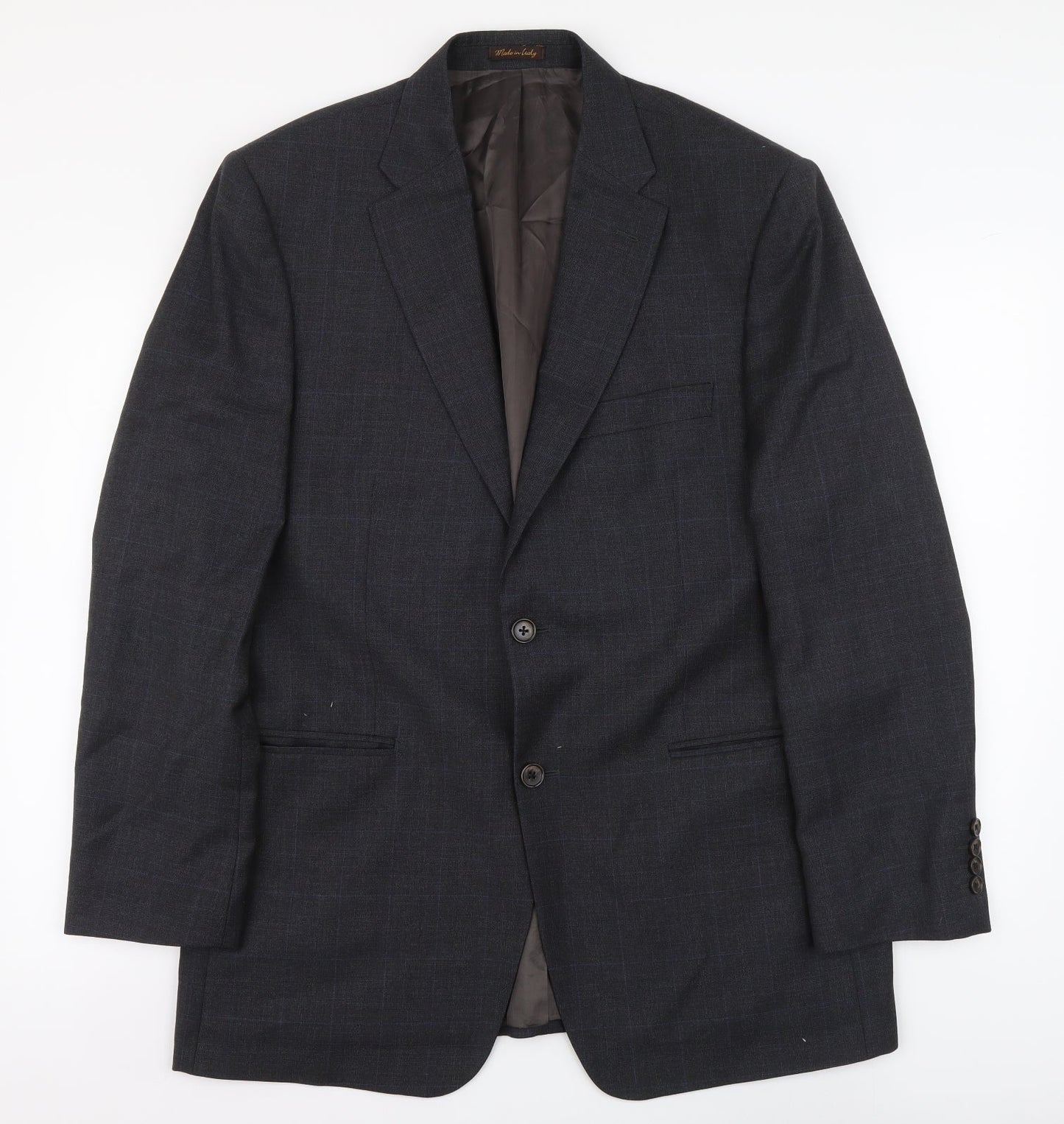 Marks and Spencer Mens Grey Plaid Wool Jacket Suit Jacket Size L