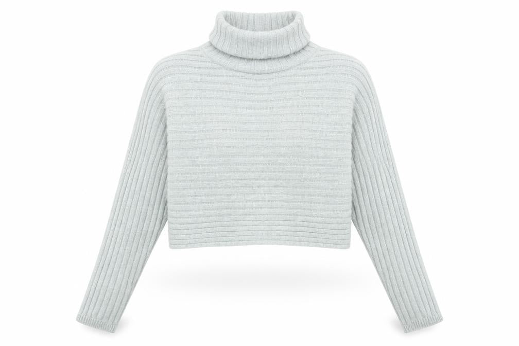New Look Womens Grey Roll Neck Acrylic Pullover Jumper Size S - Cropped