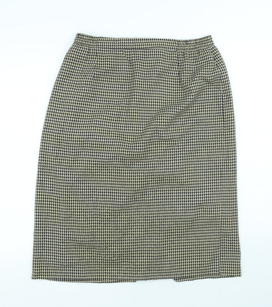 Compliments Womens Beige Geometric Polyester A-Line Skirt Size 18 Button