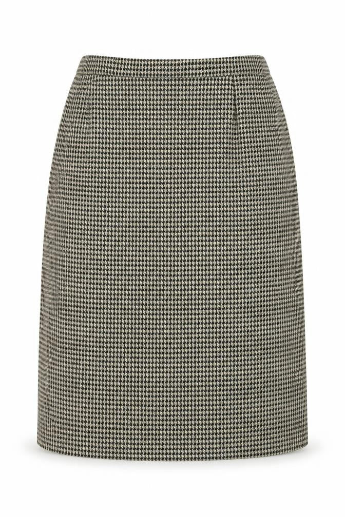 Compliments Womens Beige Geometric Polyester A-Line Skirt Size 18 Button