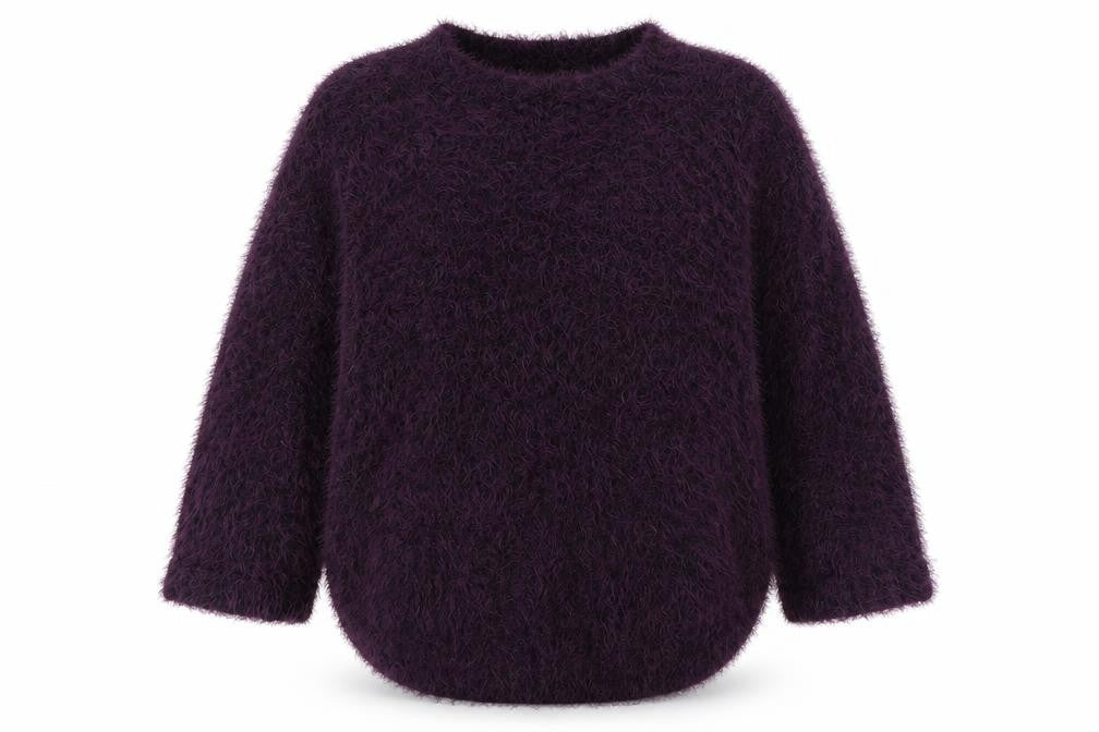 Bonmarché Womens Purple Round Neck Acrylic Pullover Jumper Size M
