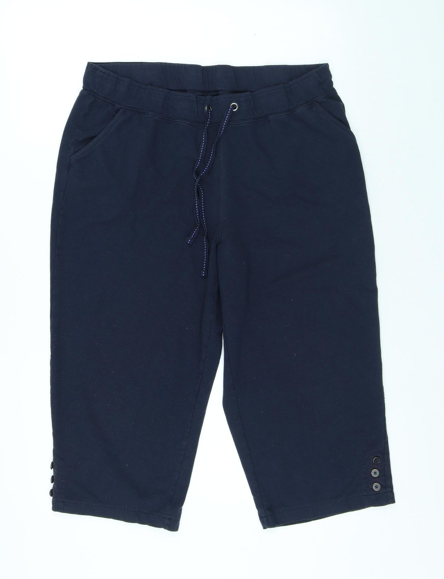 BM Womens Blue Polyester Sweat Shorts Size M L17 in Regular Drawstring