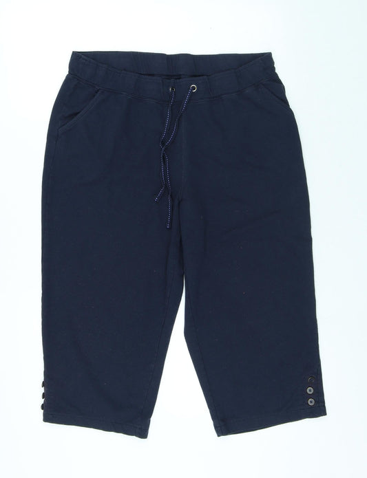 BM Womens Blue Polyester Sweat Shorts Size M L17 in Regular Drawstring