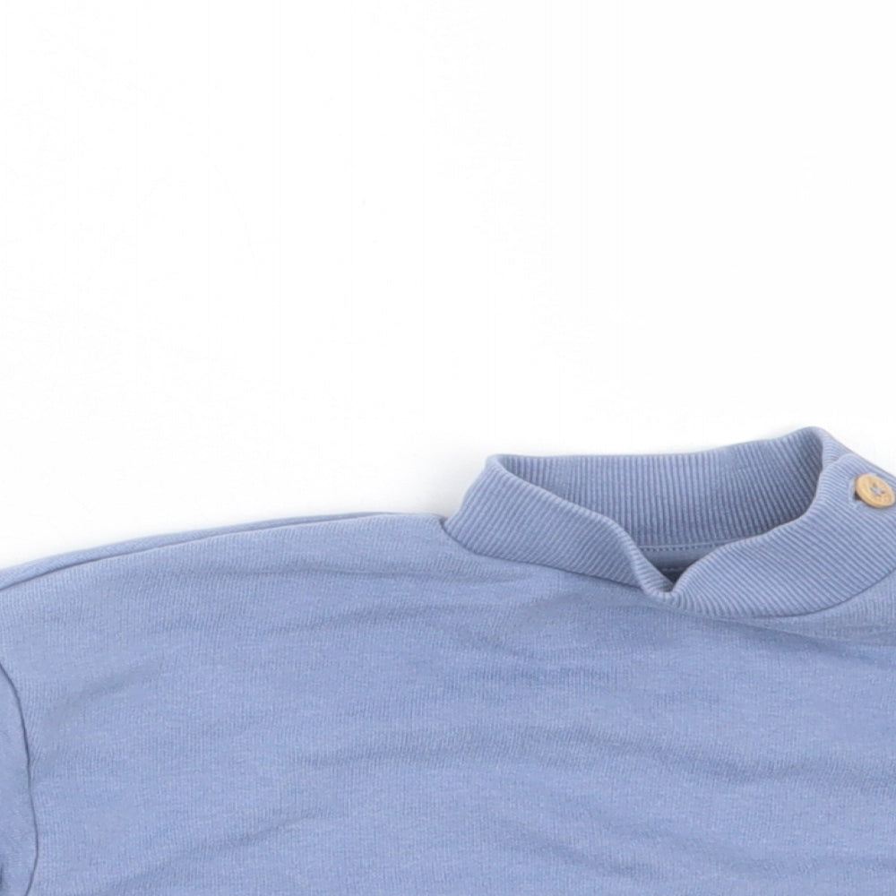George Boys Blue Cotton Pullover Jumper Size 0-3 Months Button