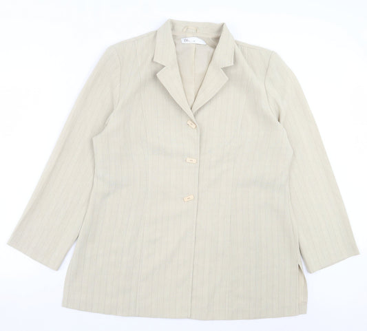 BHS Womens Green Striped Jacket Blazer Size 18 Button