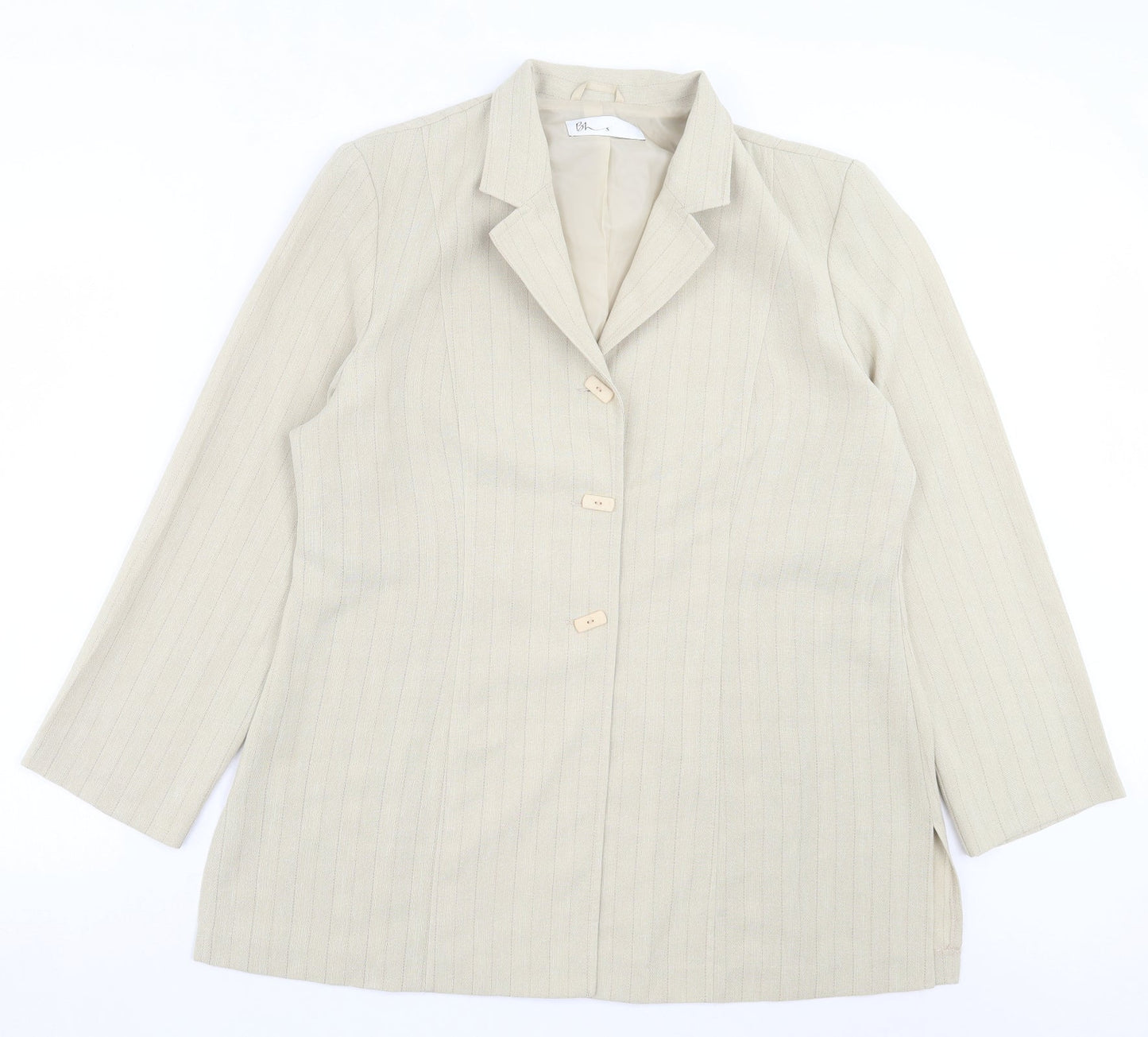BHS Womens Green Striped Jacket Blazer Size 18 Button