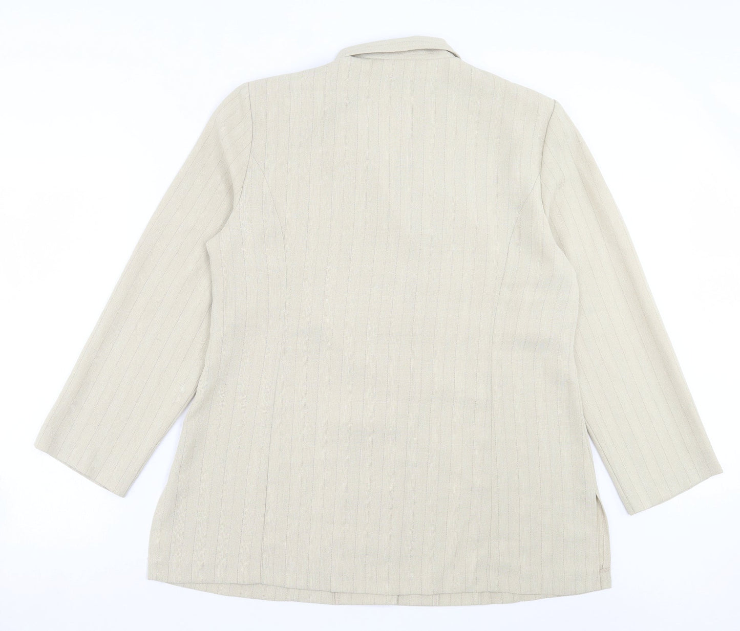 BHS Womens Green Striped Jacket Blazer Size 18 Button