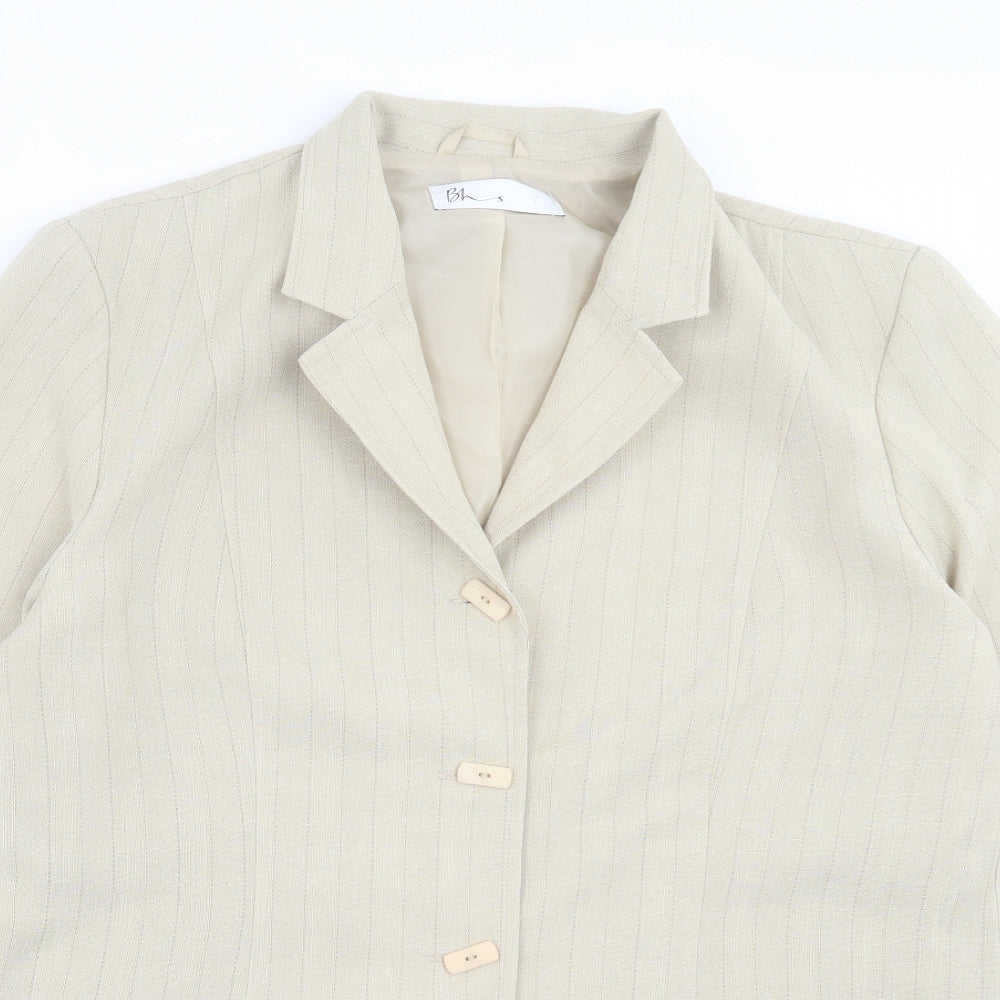 BHS Womens Green Striped Jacket Blazer Size 18 Button