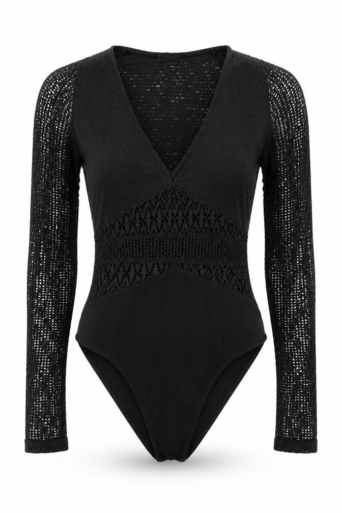 River Island Womens Black Polyester Bodysuit One-Piece Size 10 Snap